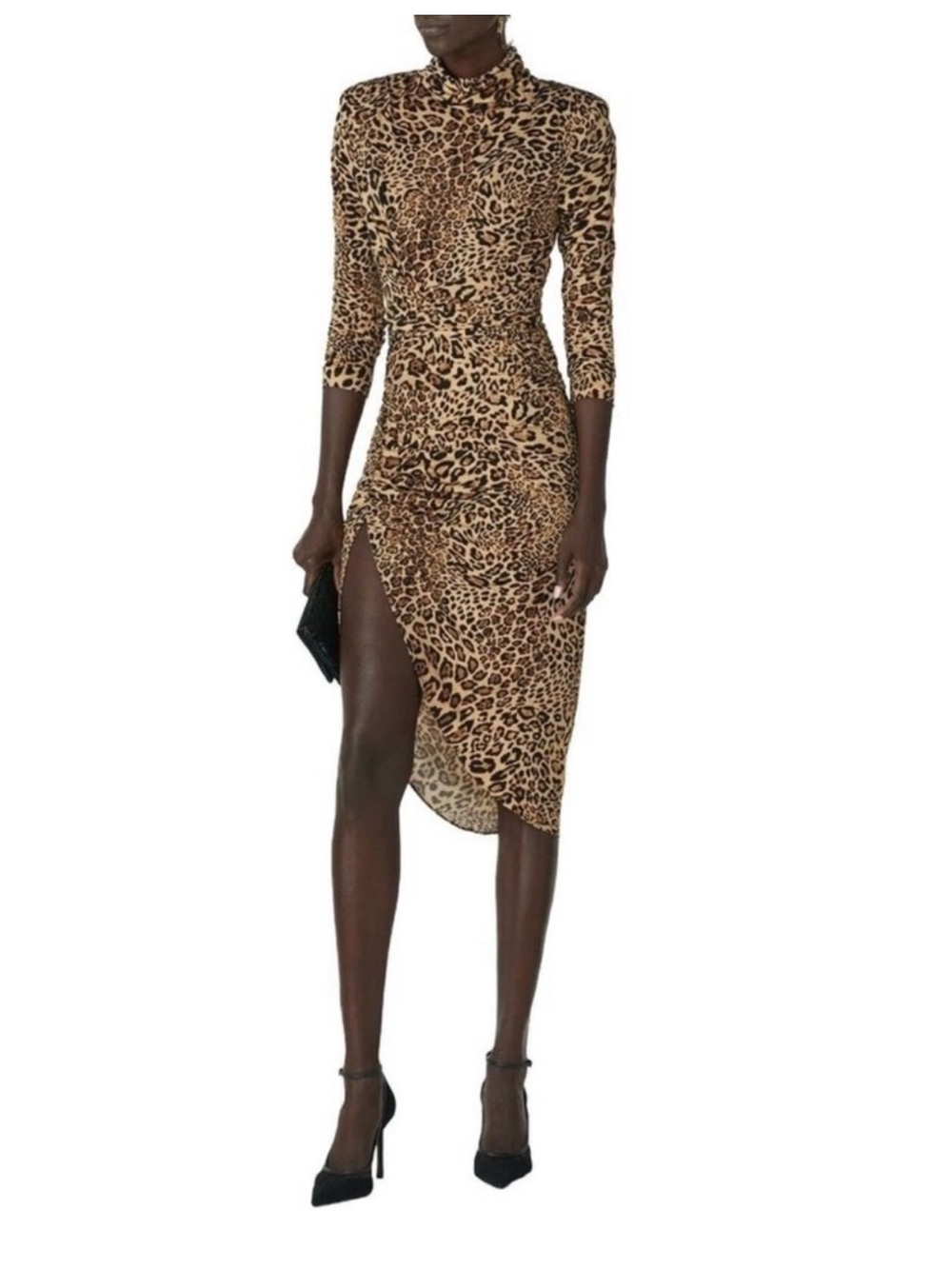 Ronny Kobo ‘BRUNA’ Asymmetrical MIDI longsleeve Leopard dress